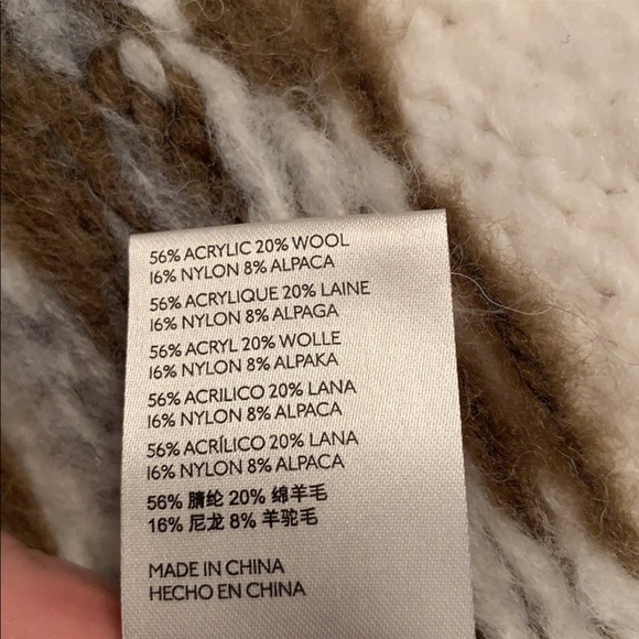 FREE PEOPLE NWT WHITE BROWN GRAY OVERSIZED LONG SLEEVE TURTLENECK SWEATER L - Picture 7 of 11